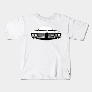 Oldsmobile 442 1970s classic muscle car monoblock black and white Kids T-Shirt